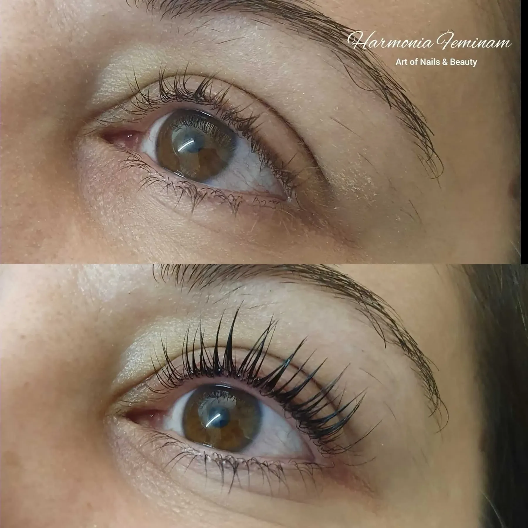 Wimpern vor und nach dem Lash Lifting